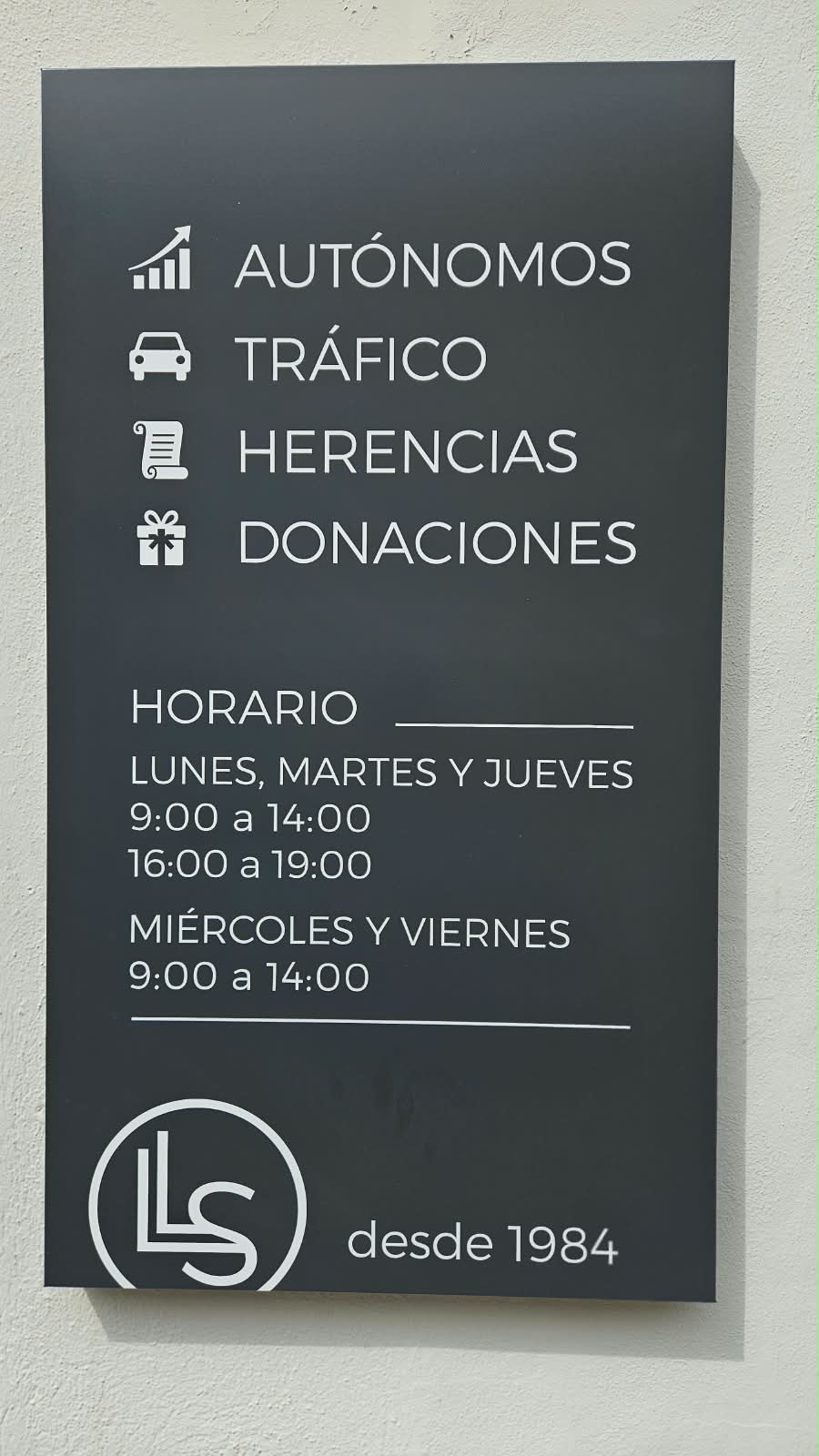 Cartel de servicios